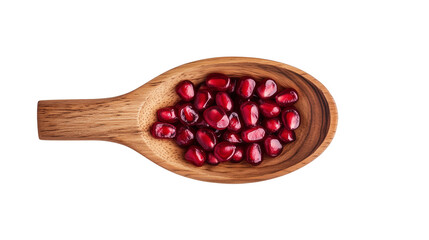 "Pomegranate Seeds in Wooden Spoon on Transparent Background 