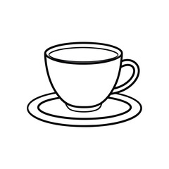 Line art design vector illustration of an espresso cup with a small saucer beneath.eps