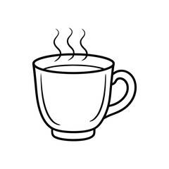 Line art design vector illustration of a coffee cup viewed from the front.eps