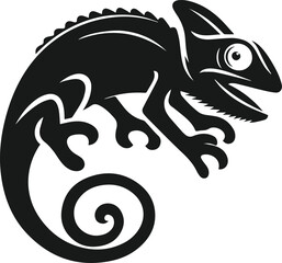 vector image of a chameleon mid leap