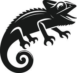 vector illustration of a chameleon mid leap