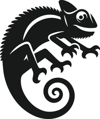 chameleon mid leap cartoon illustration