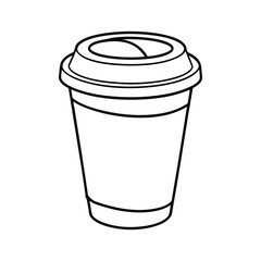 Line art design vector illustration of a takeaway coffee cup with a lid.eps