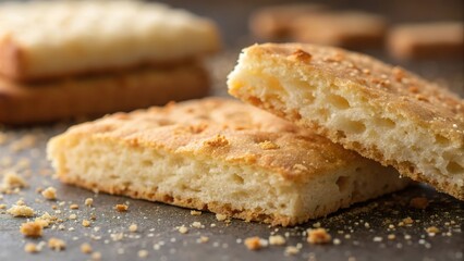 Close up view of freshly baked bread highlighting texture and crumb structure in a warm kitchen setting