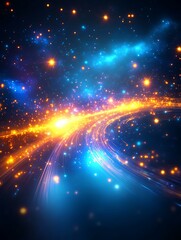 Obraz premium Luminous cosmic vista of stardust trails with ethereal brilliance display