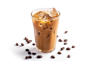 Flawless Image of Iced Coffee Isolated on a White Background