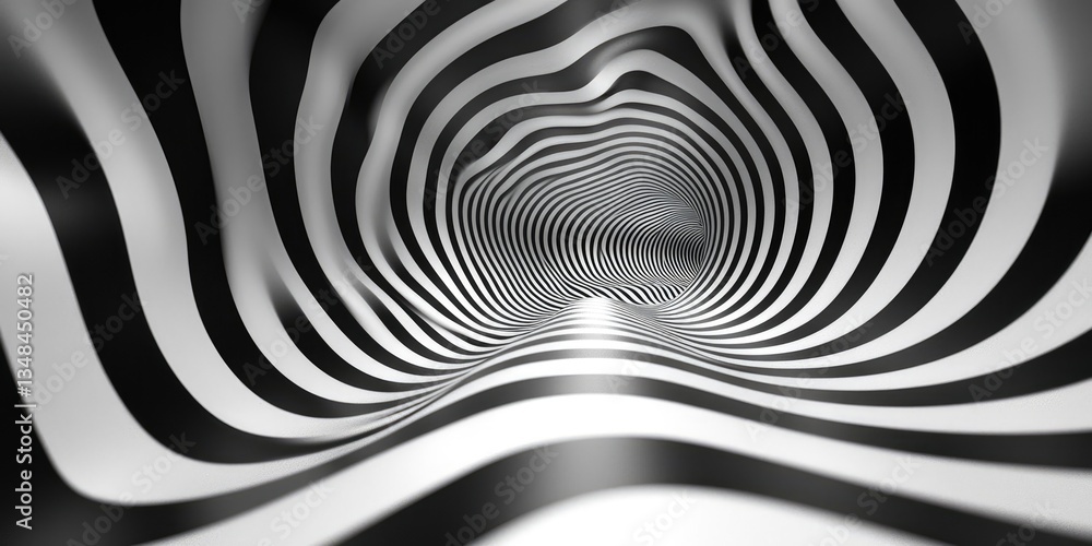 Fototapete An abstract image featuring 3D illusions, employing dynamic forms and intricate patterns to produce a visually captivating design that plays with depth and perspective.