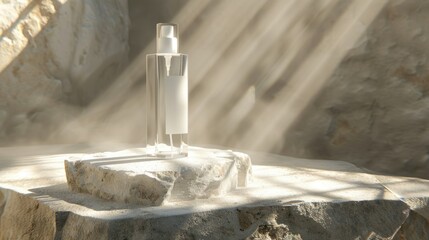 Natural beauty product on rocky mountain display