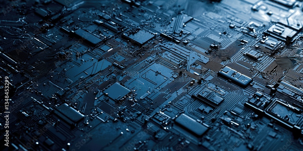 Aufkleber High-resolution close-up of overlapping tech patterns with intricate details and layered textures, ideal for futuristic backgrounds.