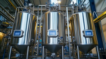 Industrial Stainless Steel Tanks in a Modern Factory