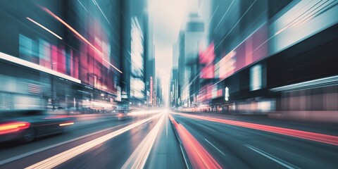 Obraz premium Colorful Abstract Urban Landscape with Blurred Motion Effect.