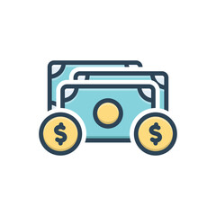 Color illustration icon for cash