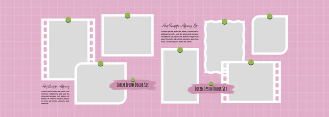 Pictures or photos frame collage layout abstract photo frames and digital photo wall template