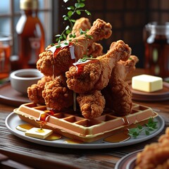 Delicious homemade chocolate cake with nuts served on a plate