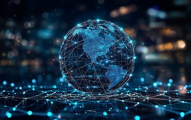 Obraz premium Global Network Connection Digital Earth