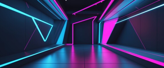 Futuristic Abstract Background with Neon Lights for Product Showcase in Technology Space