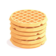 Stack of round waffles forming a delicious breakfast pastry