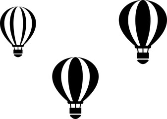 Set of hot air balloon silhouette, adventure air transport icon, vector illustration isolated on white background