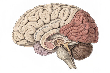 Human Brain, isolated on the white
