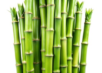 Decorative green bamboo stems isolated on white