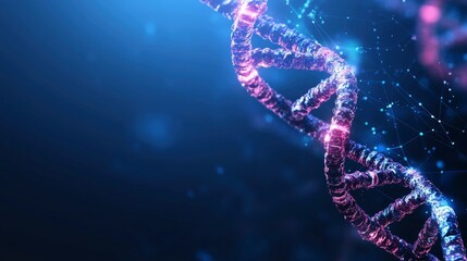 Visualizing Dna Molecule Structure with Data Connection in a Digital Blue Space