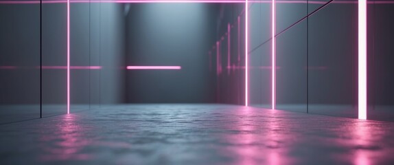 Futuristic background with hidden pink neon light casting dramatic shadows.