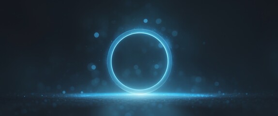 A glowing circular portal shape floating in black space