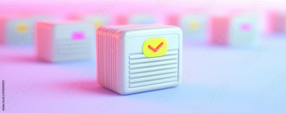 Poster modern 3d checkmark box in soft color background