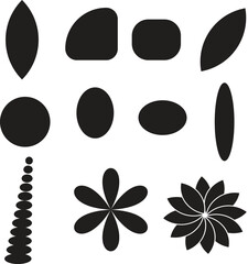 set of black and white flowers