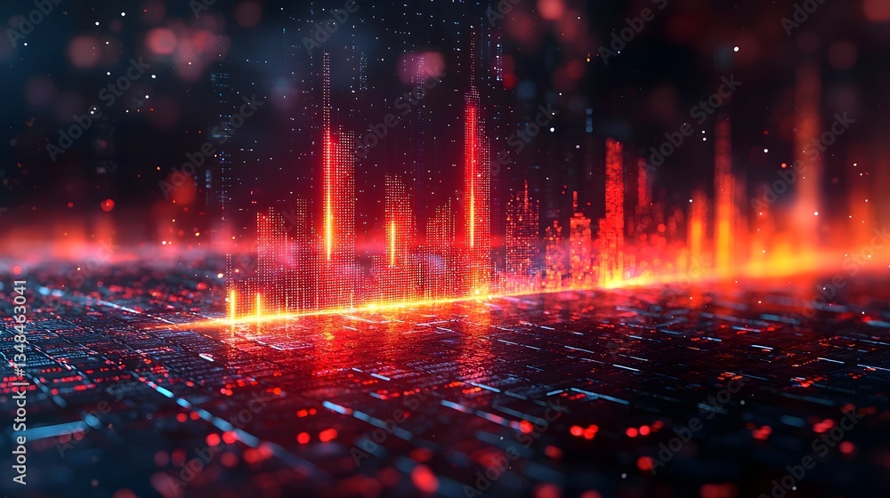 Aufkleber futuristic cityscape with dynamic data visualization