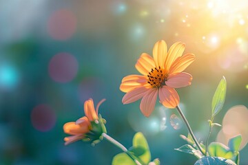 Blooming Sunflower with Bokeh Lights, Adding a Magical Touch to Nature