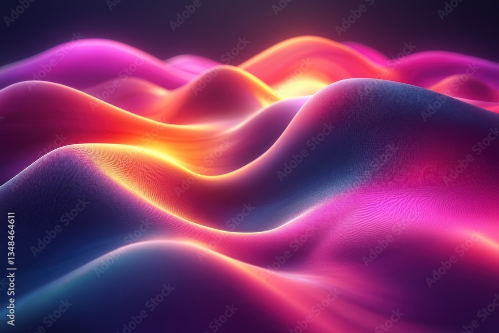 Aufkleber futuristic abstract background with glowing neon wave lines and bokeh lights for data transfer conce