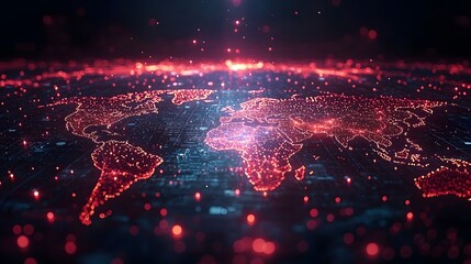 Obraz premium Global market simulation with interconnected digital infrastructure