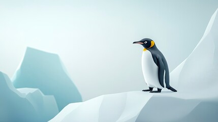 Naklejka premium Penguin Standing on Iceberg in Cold Environment Arctic Scenery