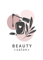 Beauty salon. Nail studio logo. Nail polish. Minimalistic vector illustration