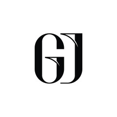 GJ monogram logo design letter text name symbol monochrome logotype alphabet character simple logo