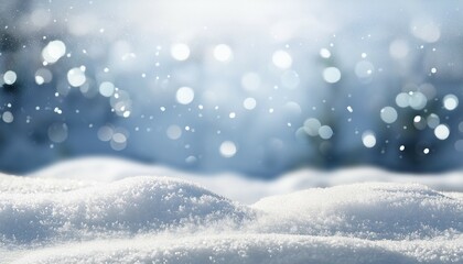 Fototapeta premium sparkling blurred bokeh white blank snow background