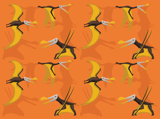 Flying Dinosaur Tropeognatrhus Cute Cartoon Character Seamless Wallpaper Background © bullet_chained