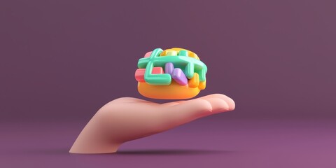 Colorful Decorative Object on Open Hand Display