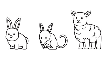 Obraz premium Easter Animal Rabbit Bilby Lamb Cartoon Minimal Doodle Cute Character