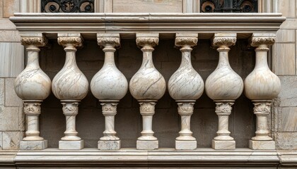 Balustrade Marble Ornamentation Architectural Elegance and Aesthetic Stone Details in Historic Building
