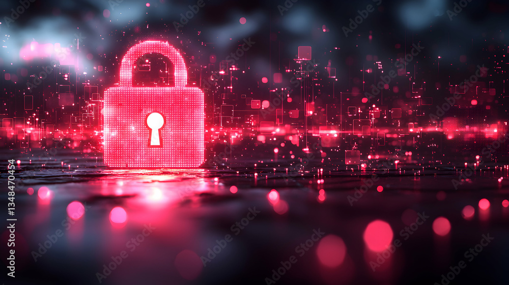 Aufkleber a glowing red padlock symbolizes digital security and data protection in cyberspace. ideal for cyber