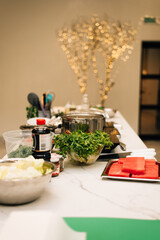 Salad, tuna, preparation for cooking