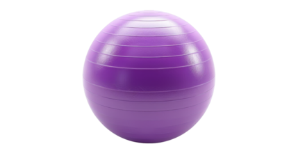 Purple fitness ball isolated on transparent background for easy integration