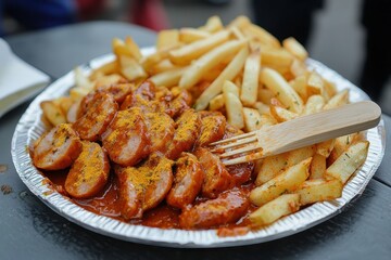Currywurst (Germany) A plate of sliced bratwurst smothered in a tangy curry ketchup sauce