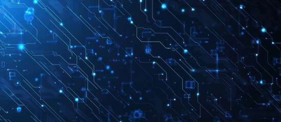 Futuristic Dark Technology Background with Glowing Digital Elements