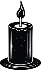 A black candle with a candle in the middle of it
