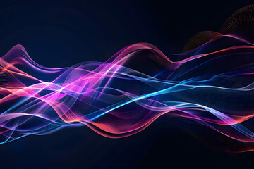 Naklejka premium Abstract wave lines pattern dynamic colorful light flowing isolated on black background. concept of music, party, technology, modern. Abstract flowing wavy lines. Colorful dynamic wave