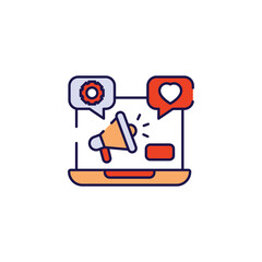 Social Media Ads icon design with white background stock illustration