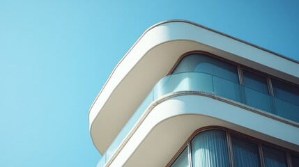 Fototapeta premium Modern Architectural Design: Minimalist Building Exterior against Blue Sky
